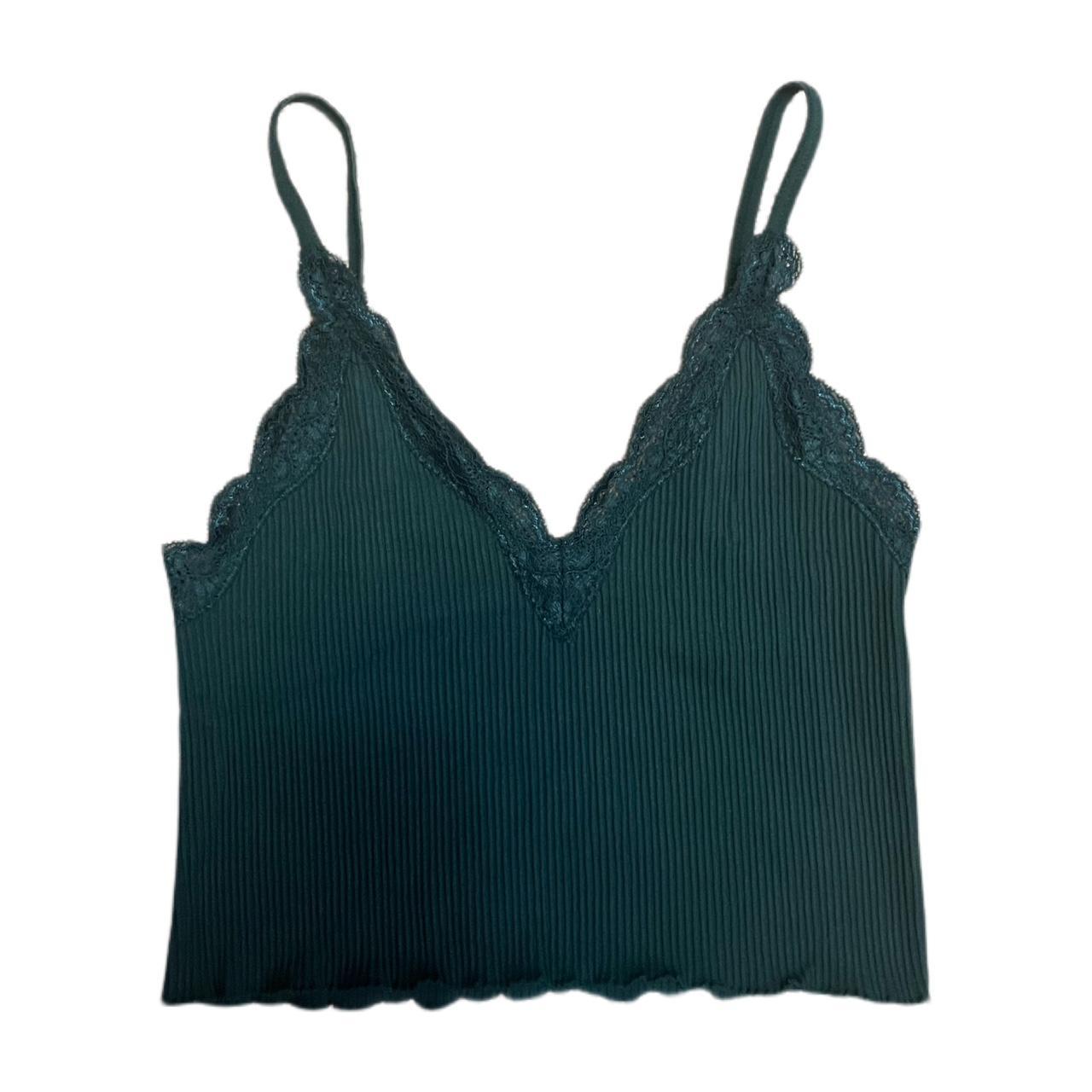Green cropped lace tank top babydoll lolita... Depop