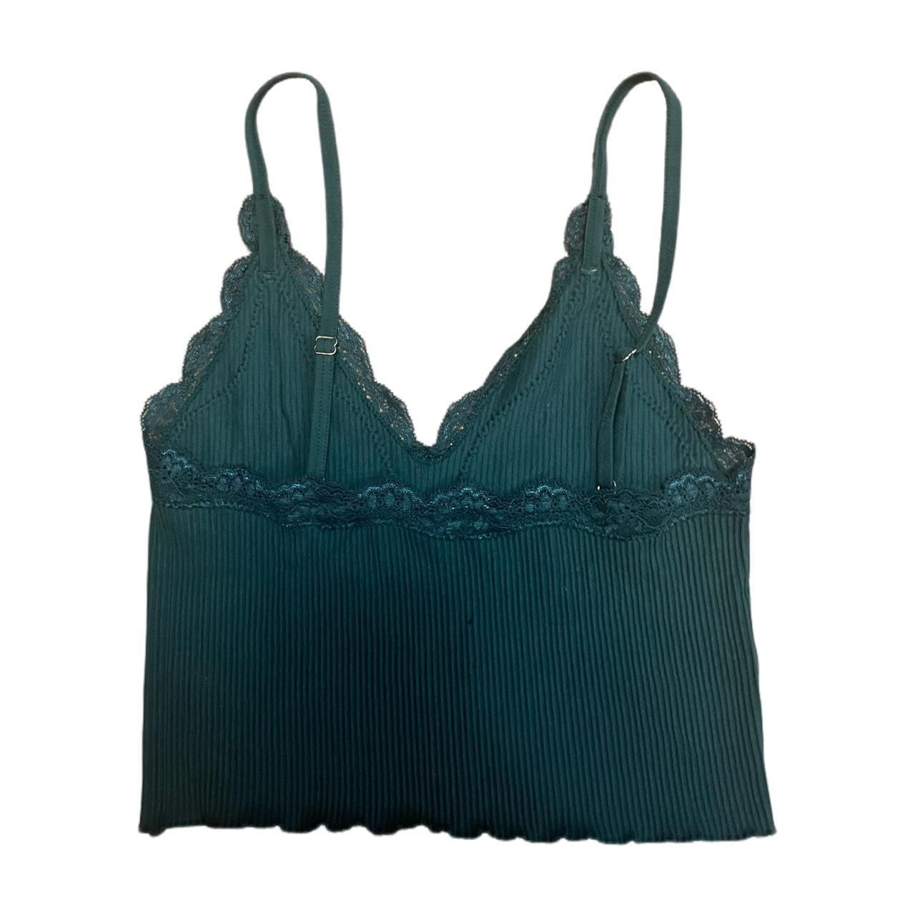 Green cropped lace tank top babydoll lolita... Depop