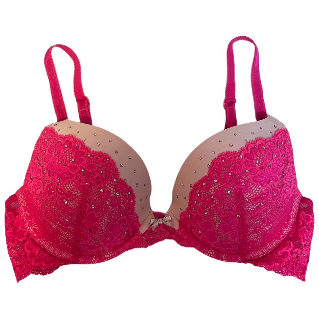 Victoria's Secret Push up Bra Size 36D Hot pink - Depop