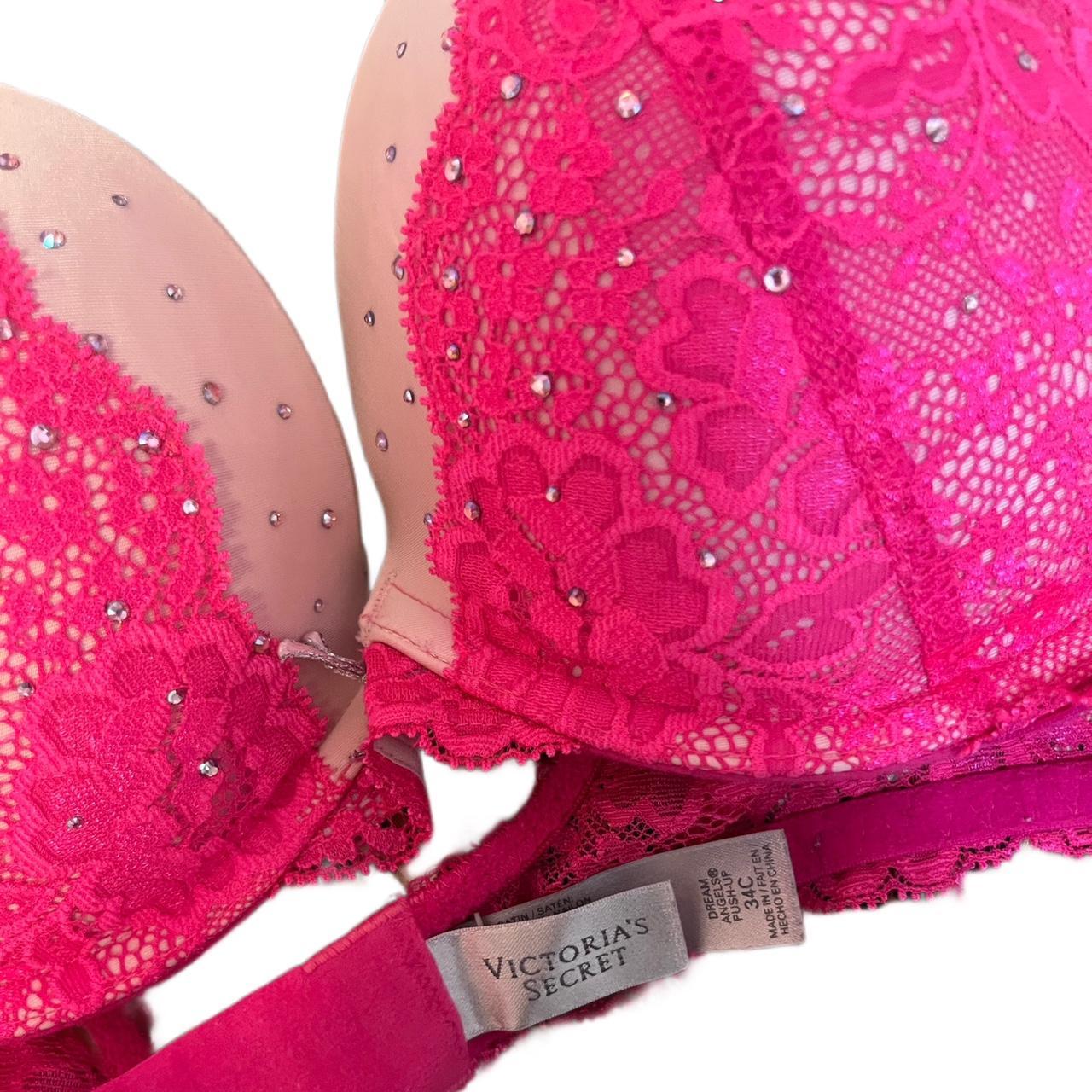 Victoria's Secret hot pink rhinestone bra in the - Depop