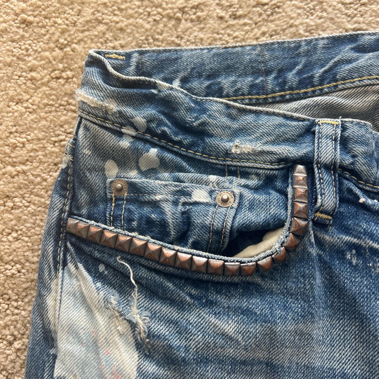 Hysteric Glamour distressed/paint splattered denim. | Depop