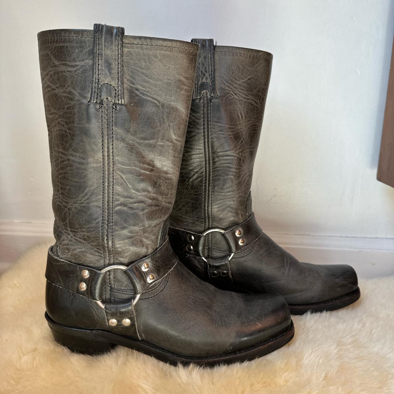 Frye Women's Grey and Black Boots | Depop