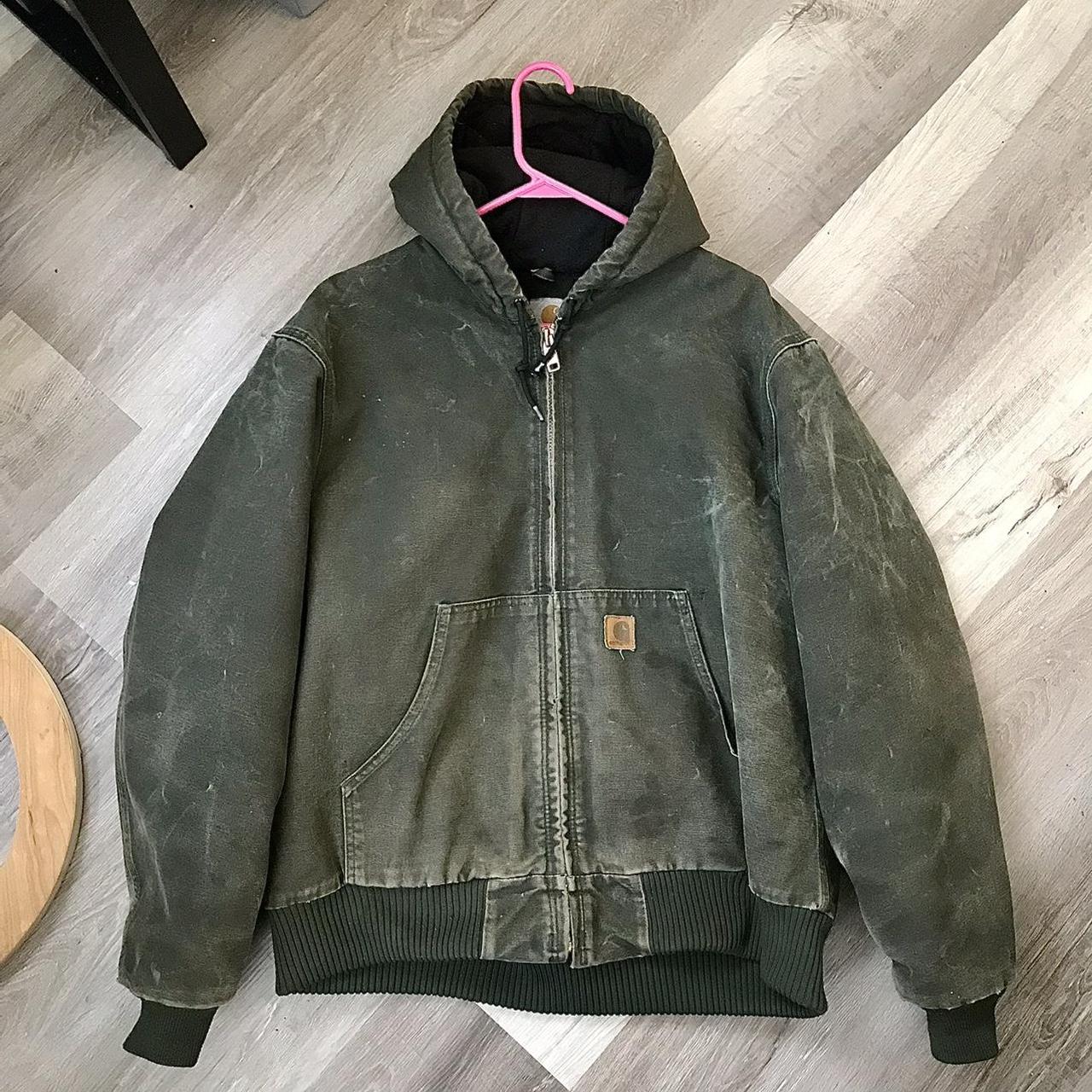 Carhartt vintage jacket green color perfect fade... - Depop