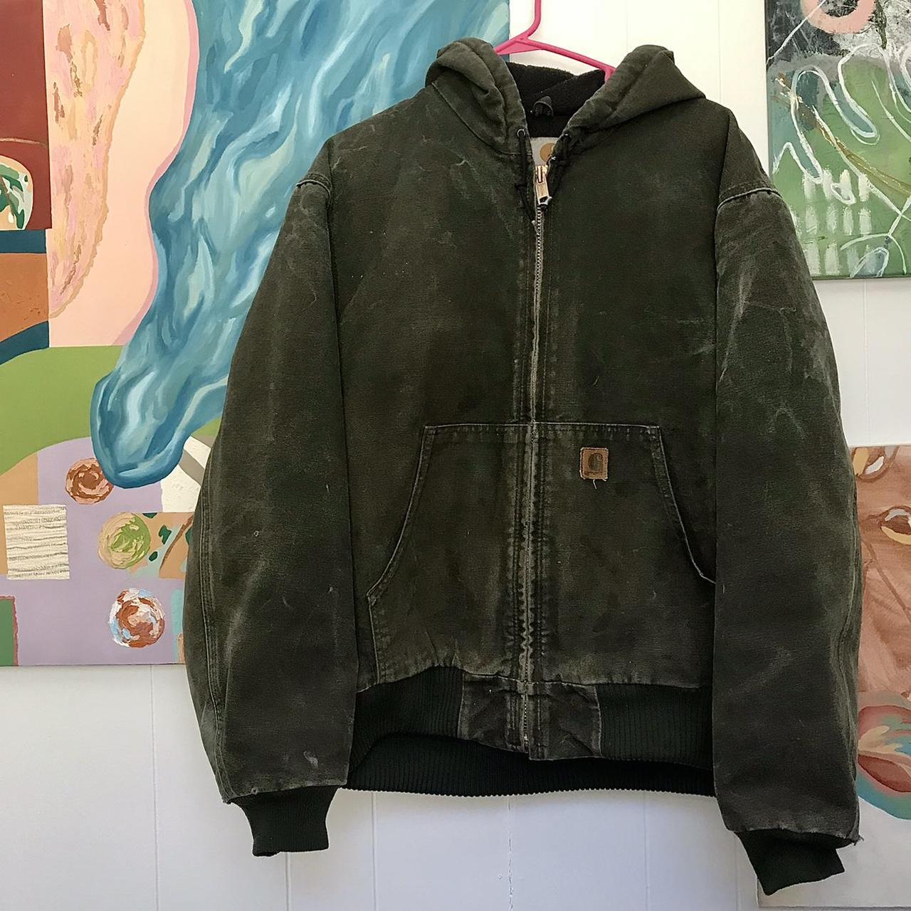 Carhartt vintage jacket green color perfect fade... - Depop