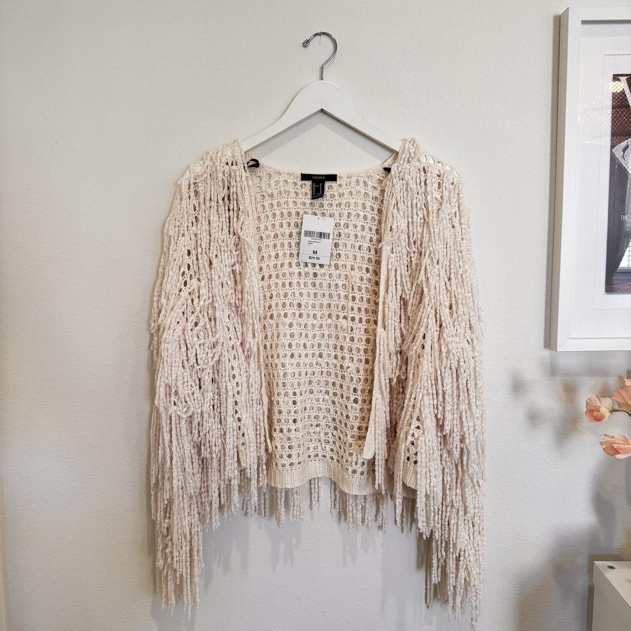 NWT Forever 21 Crochet Fringe Cardigan. Size