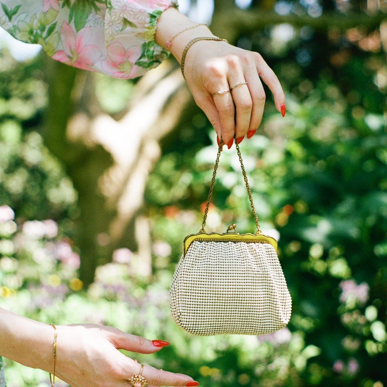 Whiting and davis outlet white mesh purse