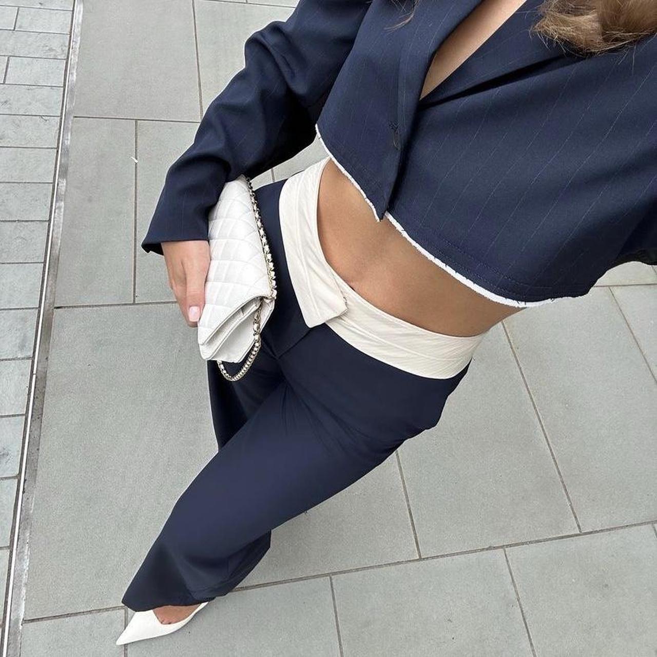 Zara navy blue sales pants