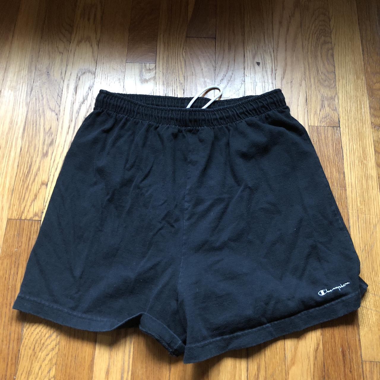 Champion running shorts. Black super short shorts!... Depop