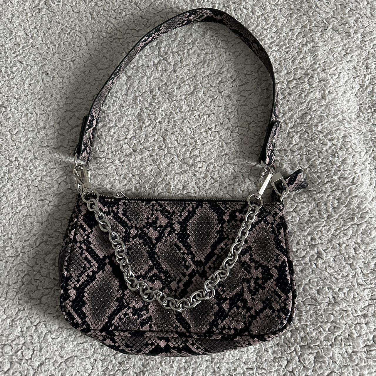 Snakeskin shoulder bag Silver chain clips on and... Depop