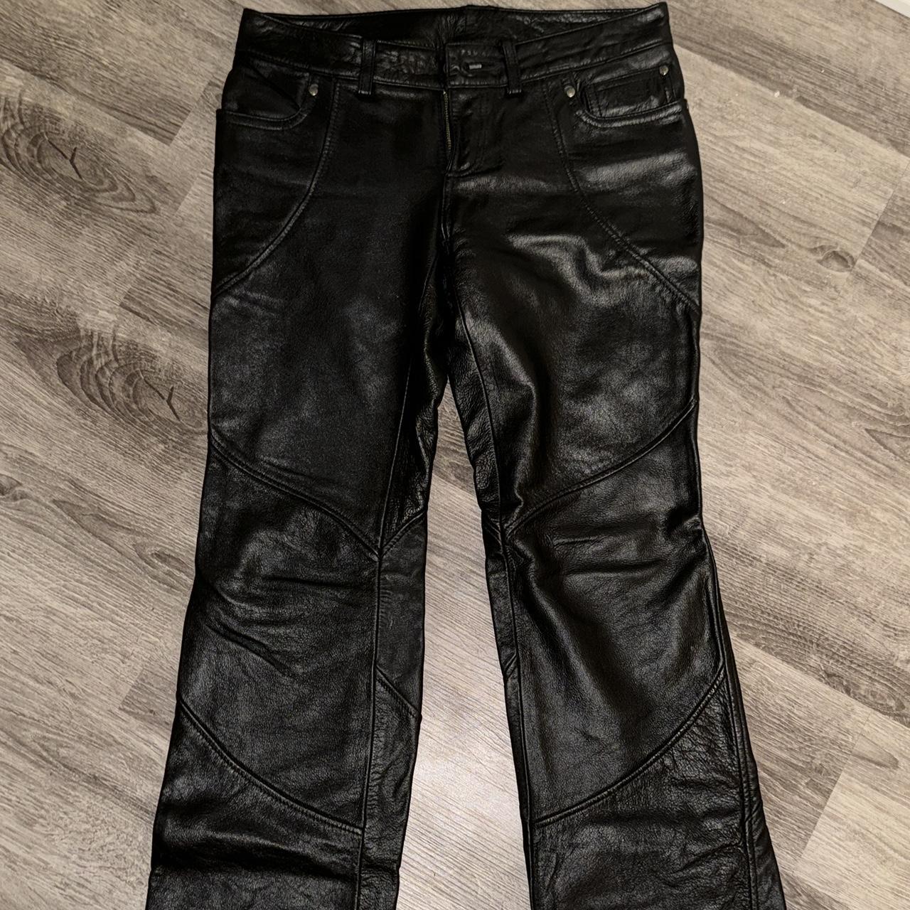 Harley Davidson Women's 2000's Leather Pants Size 2 - Depop