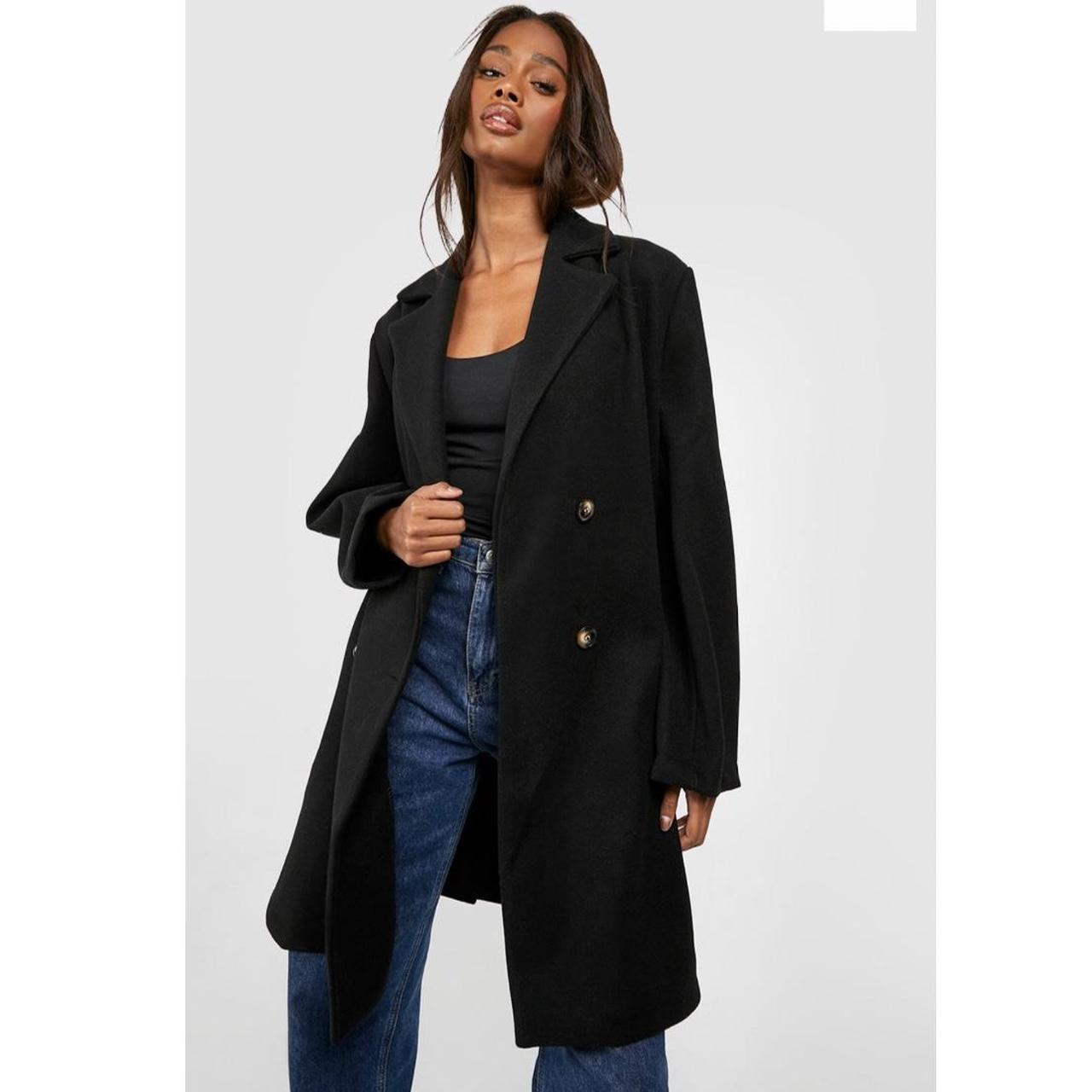 Boohoo Women's Black Coat Depop