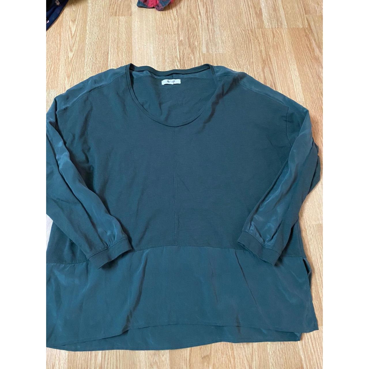 Madewell long blouse sleeve blouse dark green size M... - Depop