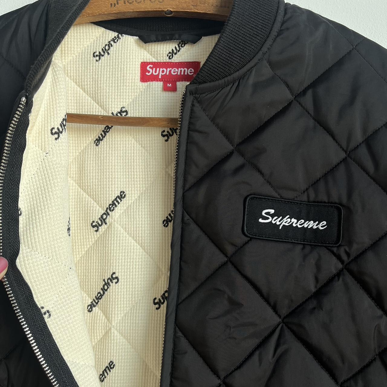 Supreme color blocked quilted jacket on sale