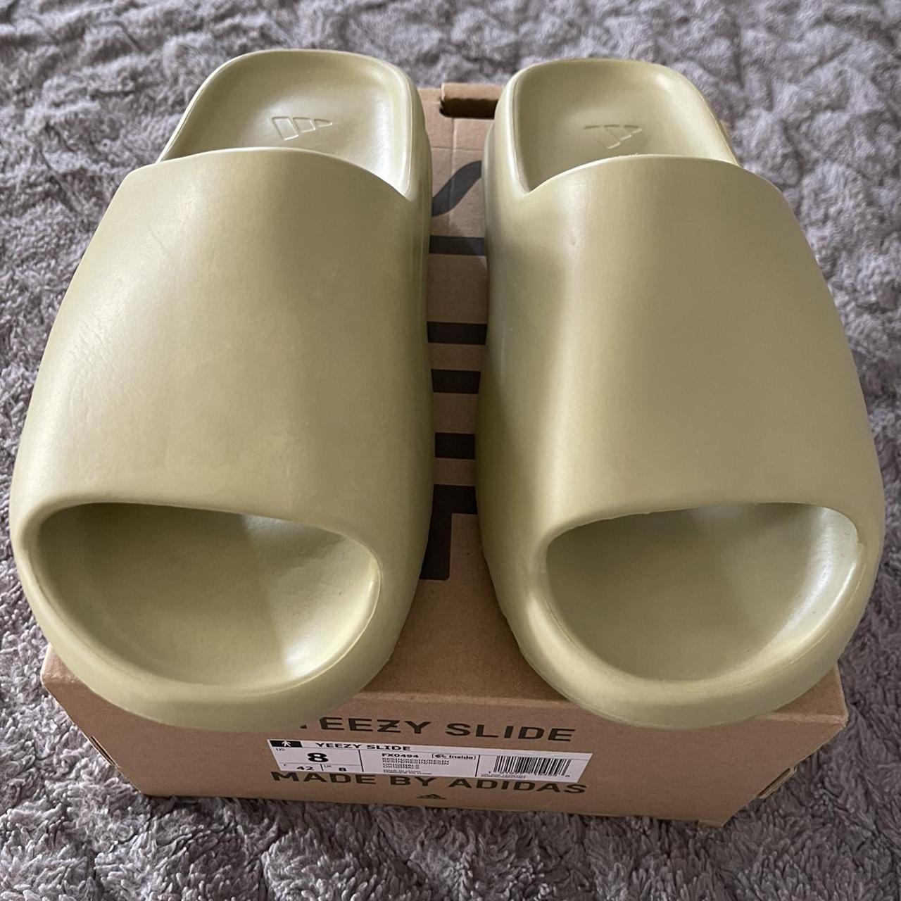 Authentic Yeezy Slides in color Resin. Size 8 in... - Depop