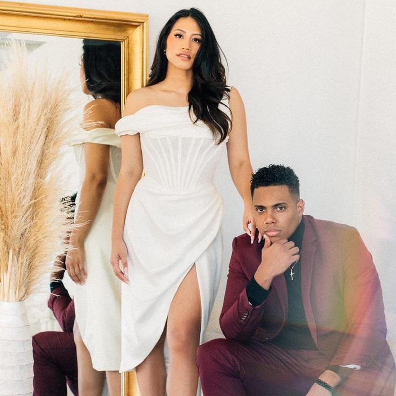 IVORY ASYMMETRIC DRAPE MIDI CORSET DRESS, 'Lulu'