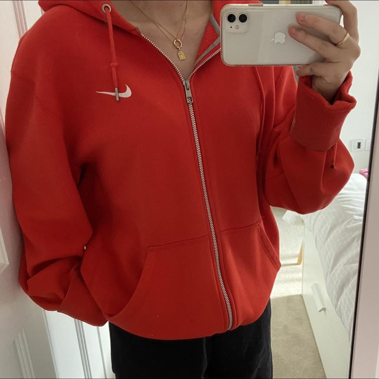 red nike zip up hoodie men's