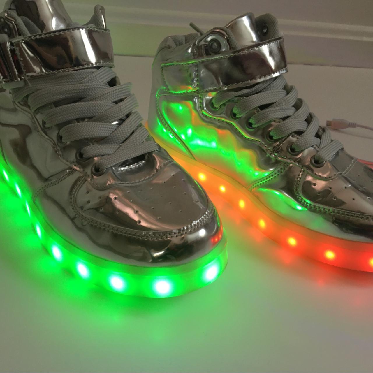 silver LED Light up Sneakers Unisex Shoes Depop