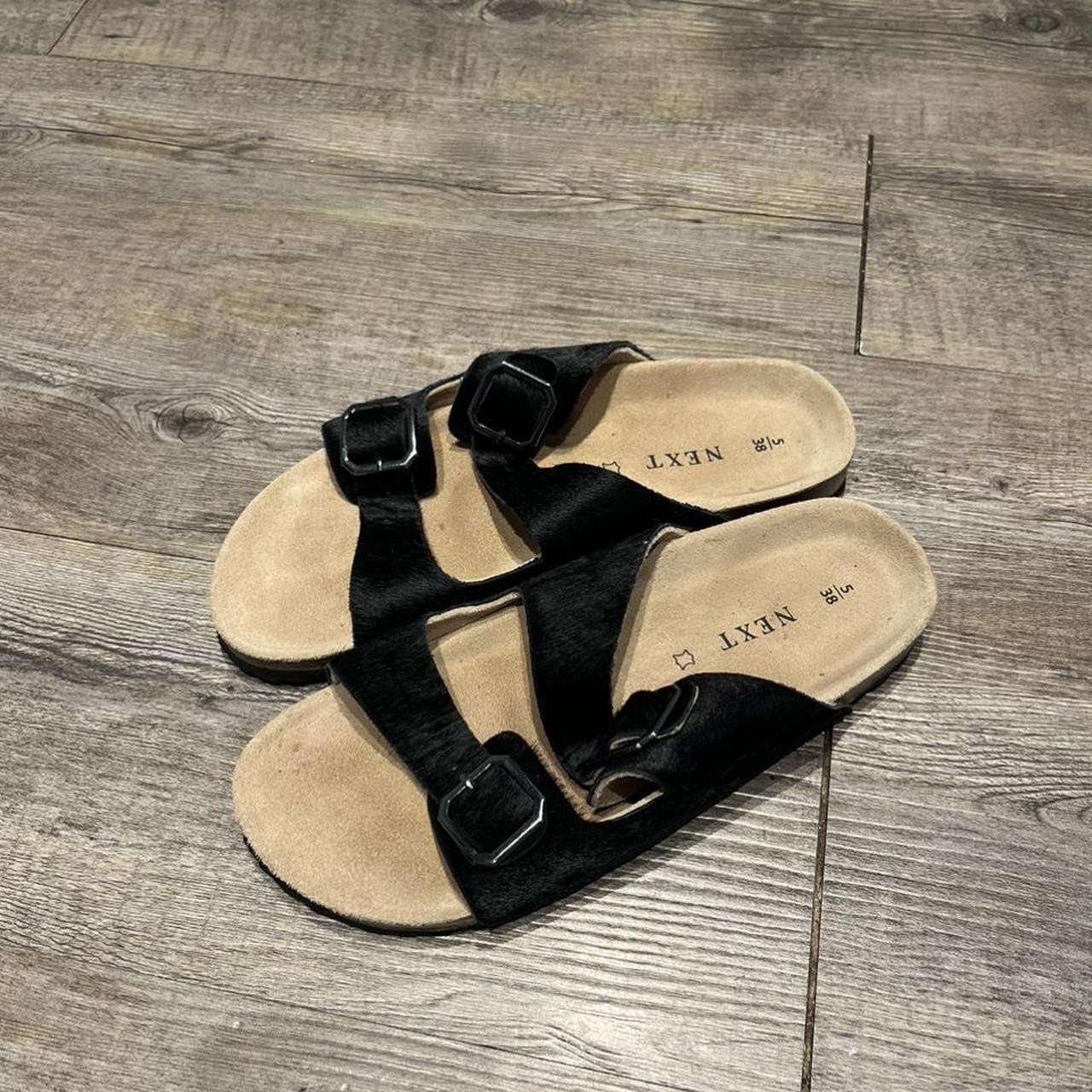 Next Women's Tan and Black Sandals | Depop