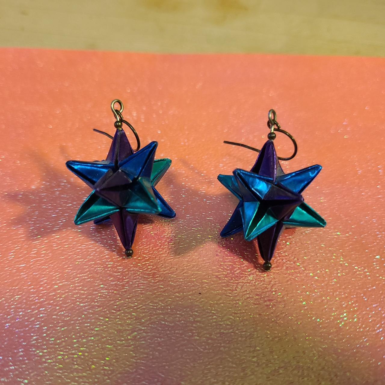 Very light weight paper star earrings! They’re... Depop