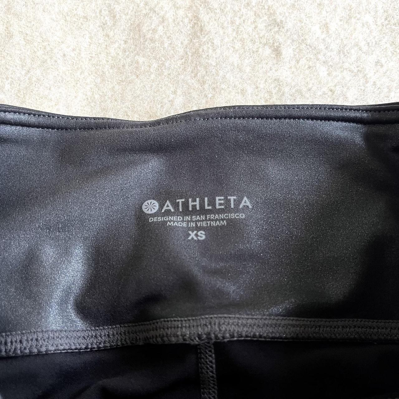 Athleta black shimmery/ wet look leggings! EUC. Size - Depop