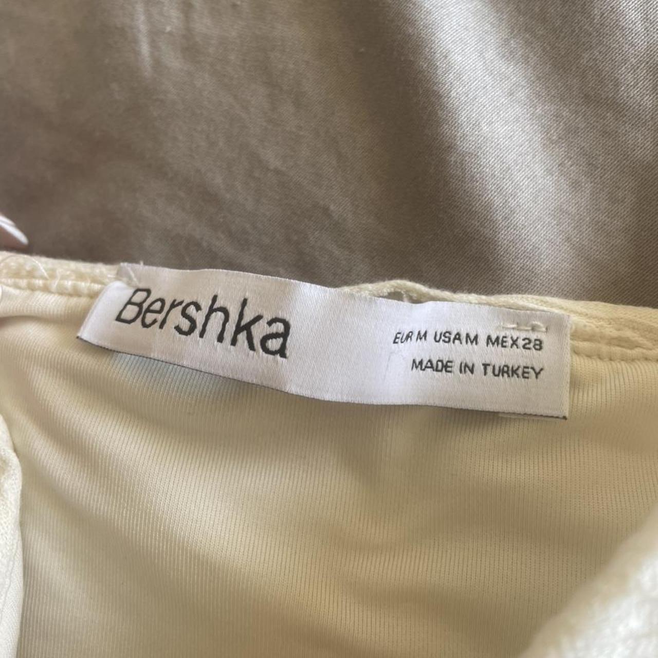 Bershka Women's Cream and Tan Dress | Depop