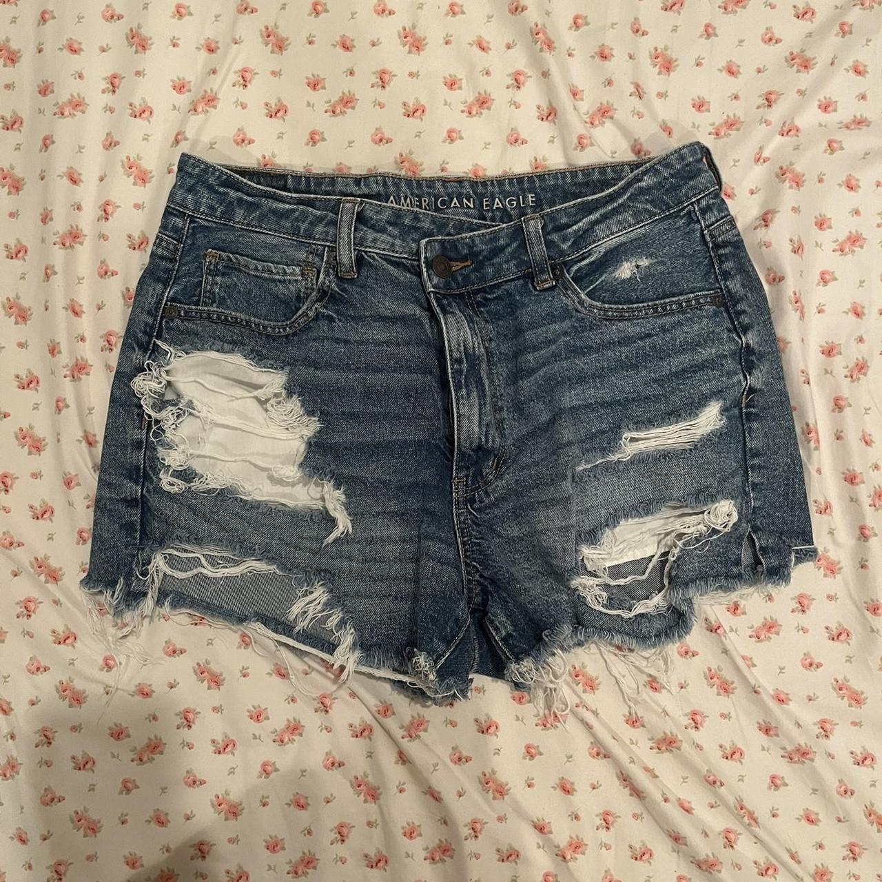 medium (??) wash american eagle shorts size 12!! •... - Depop