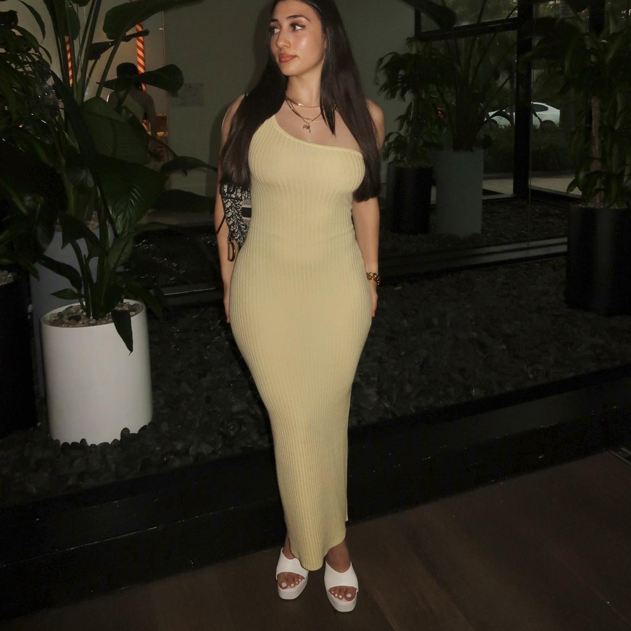 Glassons Bodycon Yellow Dress Size Xs Flattering... Depop