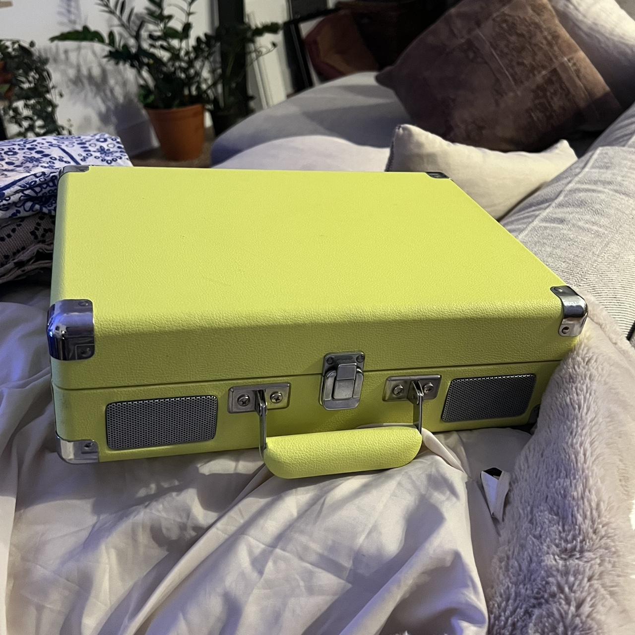 Yellow and black portable record player retro... Depop