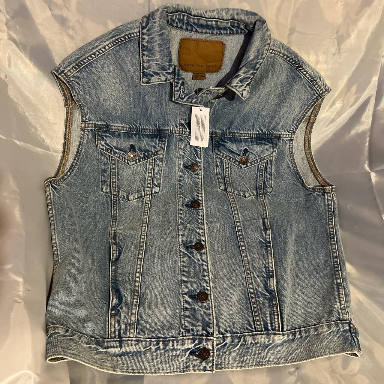 brand new American eagle denim light wash jean vest.... - Depop