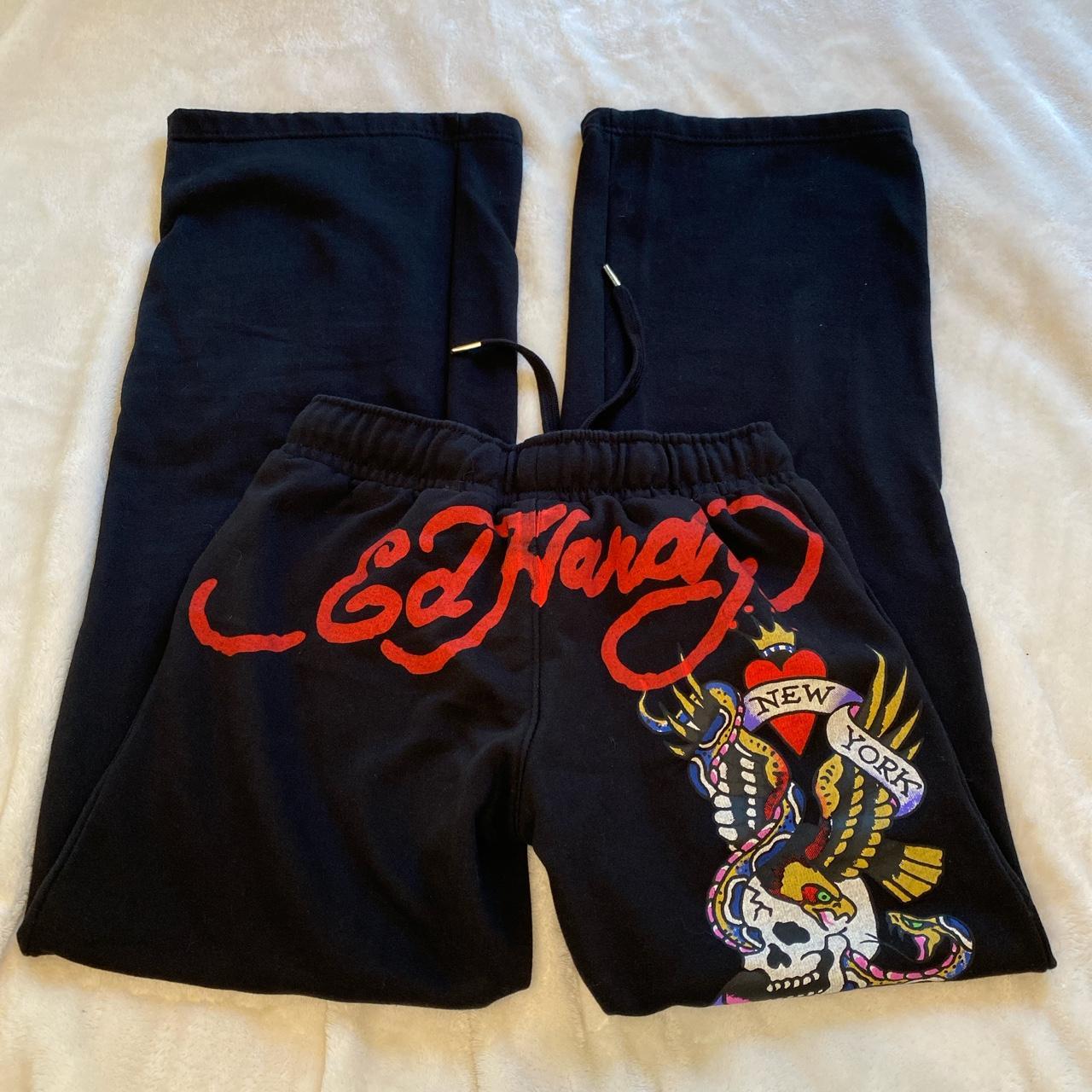 Ed Hardy Women's Black and Red Joggers-tracksuits | Depop