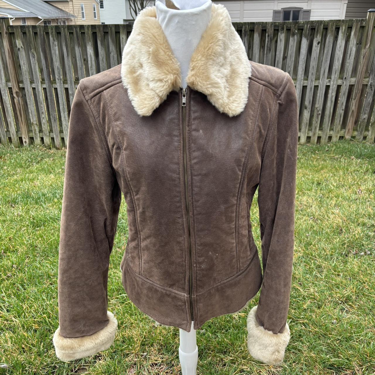 Brandon Thomas Genuine deals Leather Sherpa Coat Tan Large