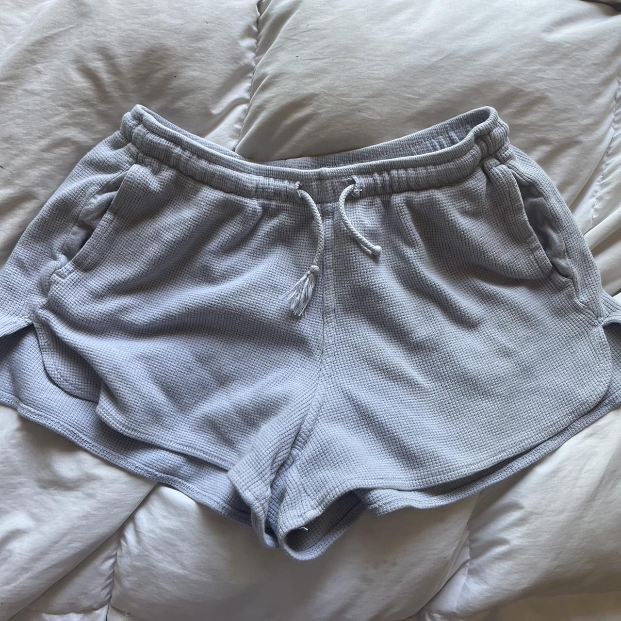 brandy melville light blue waffle shorts tassel... Depop