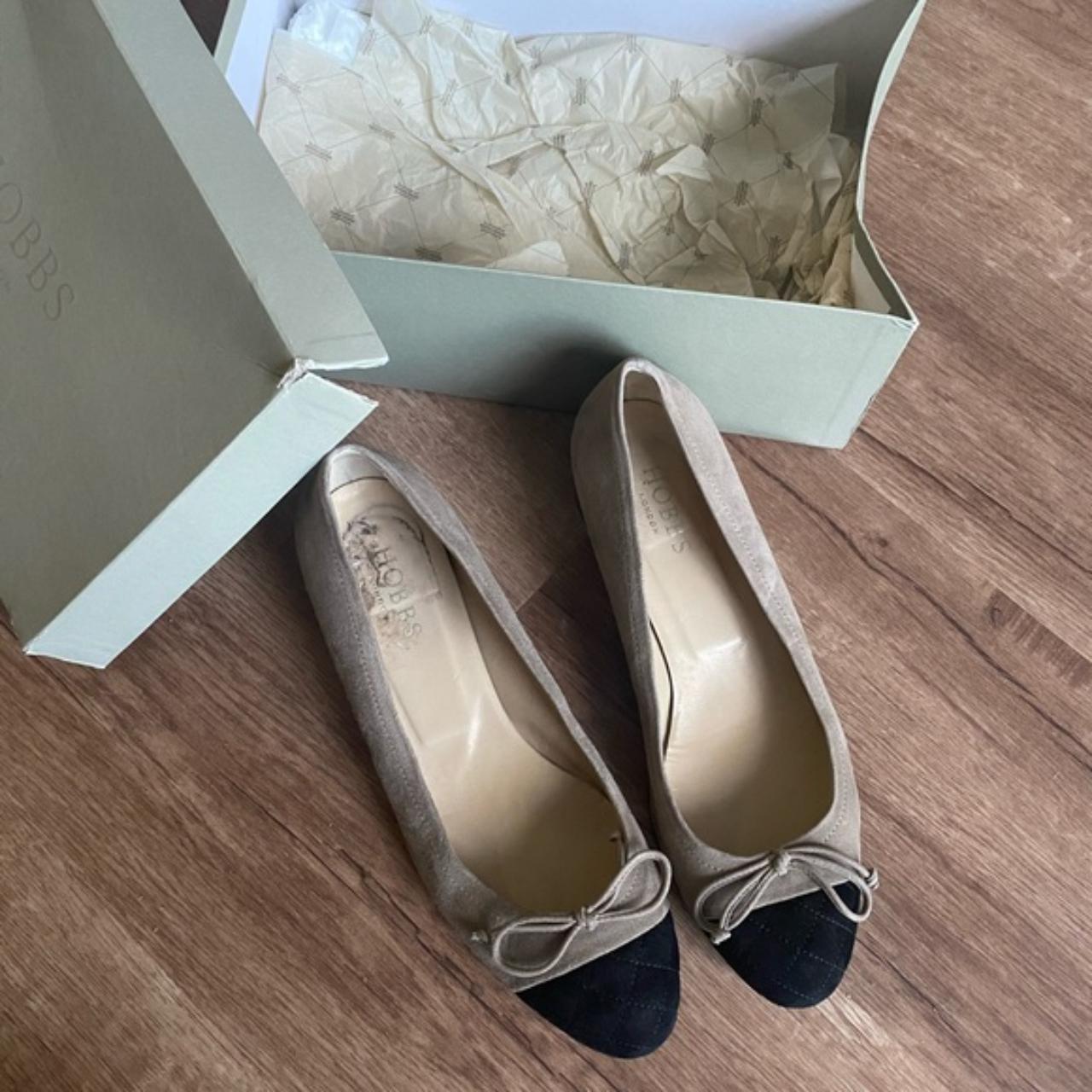 Chanel type Hobbs ballerina flats real suede worn... - Depop