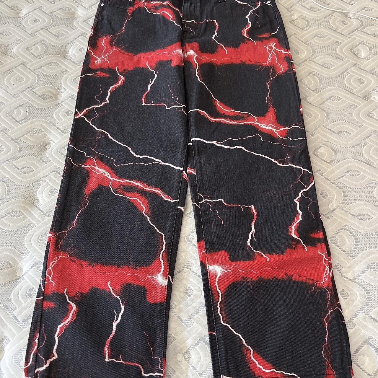 Jaded London Lightning Bolt Printed Jeans in Black for Men