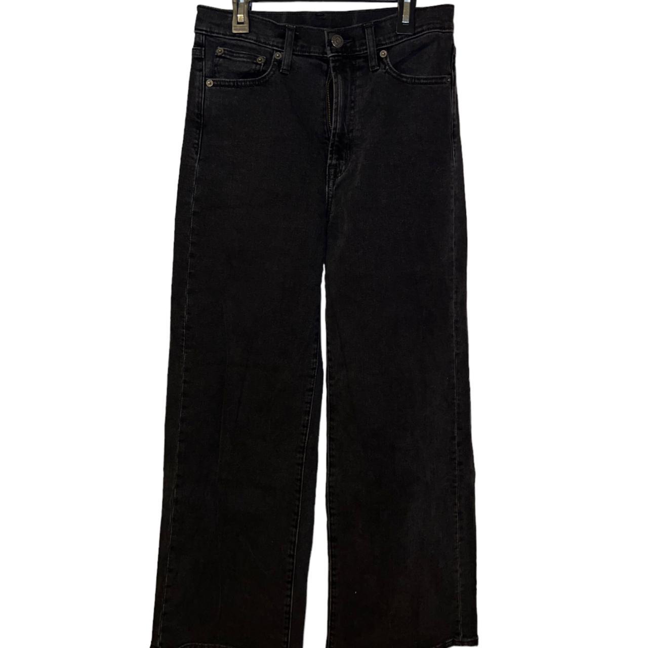 washed black GAP jeans wide leg sky high worn twice,... Depop