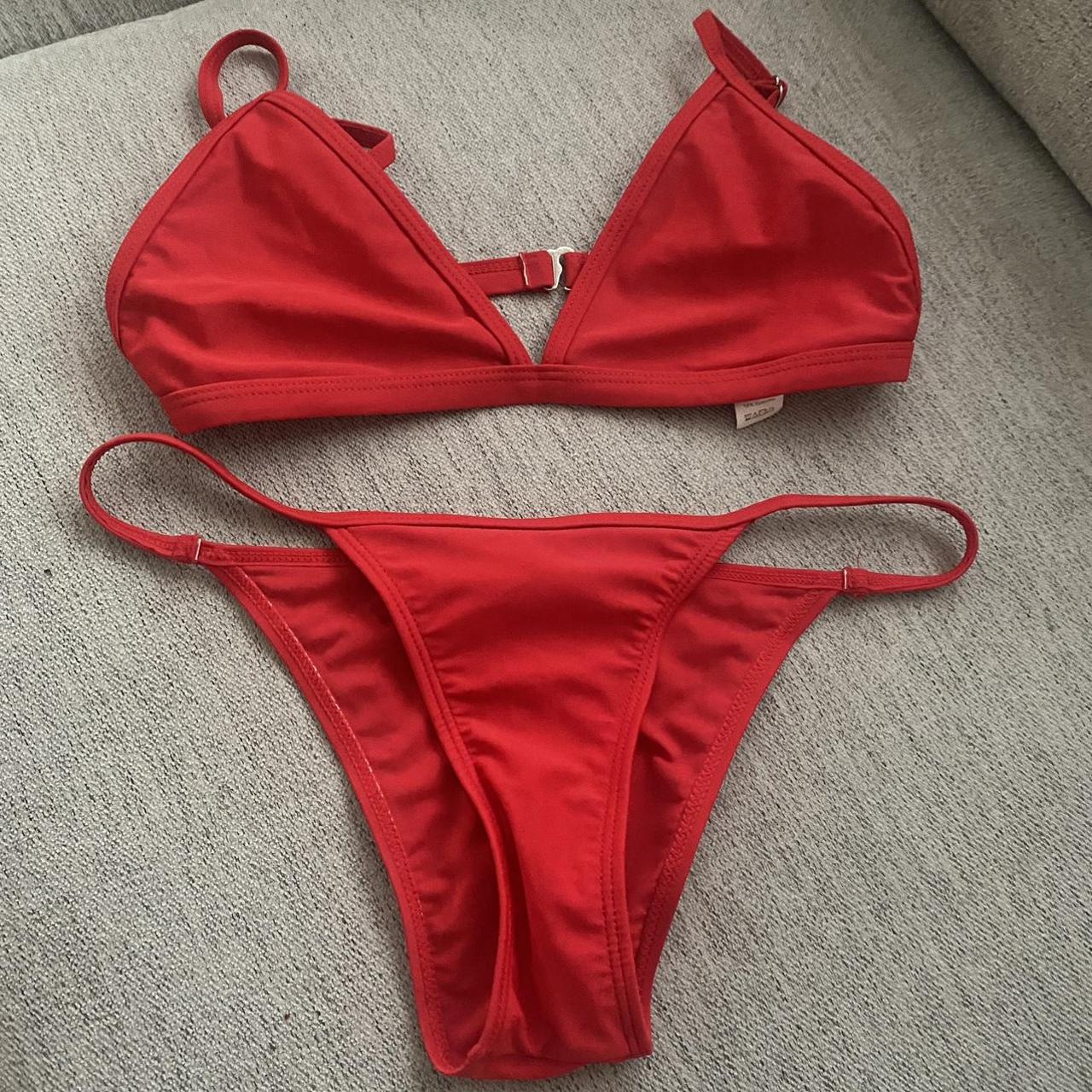 red bikini size small for top and bottom - Depop