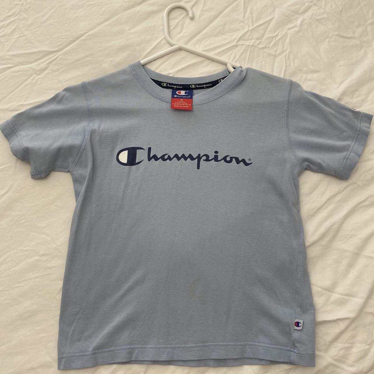 cutest baby blue champion baby tee size S note the... Depop