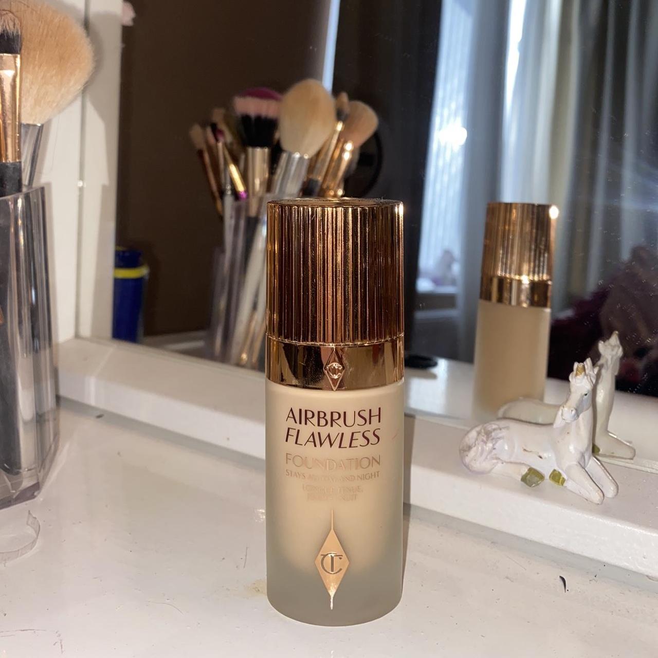 Charlotte Tilbury Women's Cream and Tan Dress | Depop