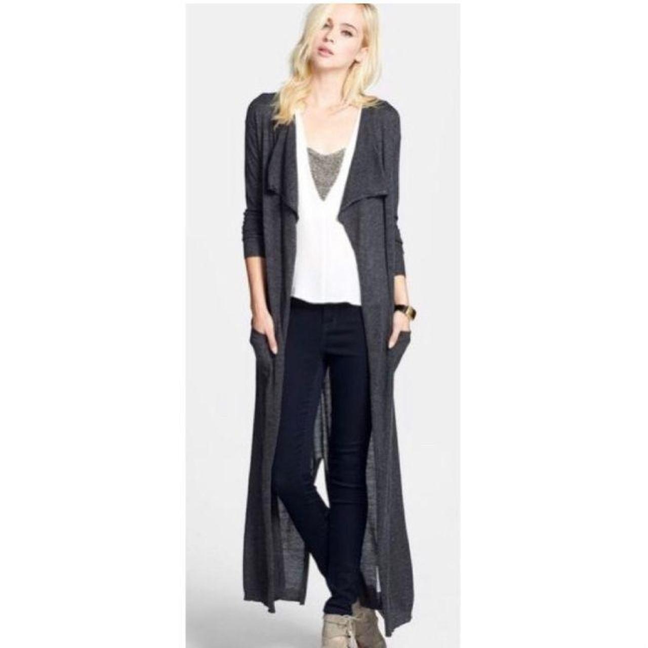 Leith long duster cardigan black size small Great