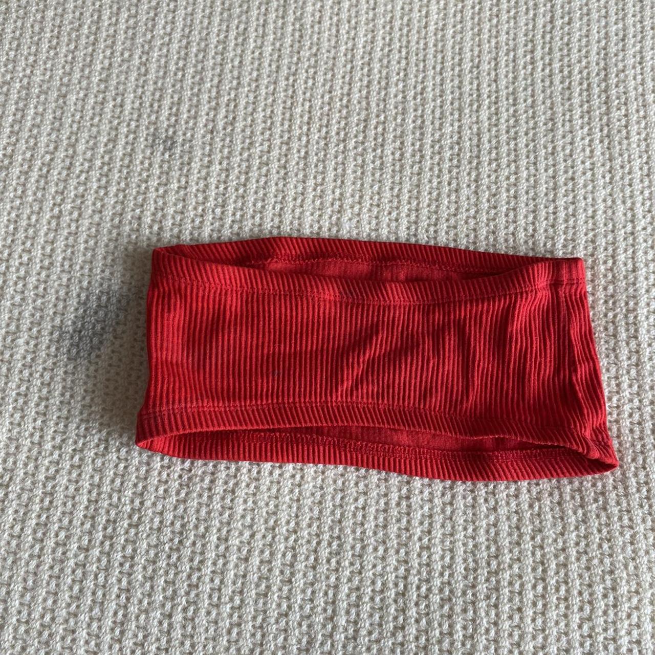 Red Ribbed Boob Tube Never Worn Vintage Y K Depop