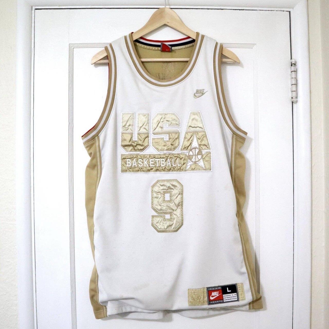 Michael Jordan USA White and Gold Basketball Jersey