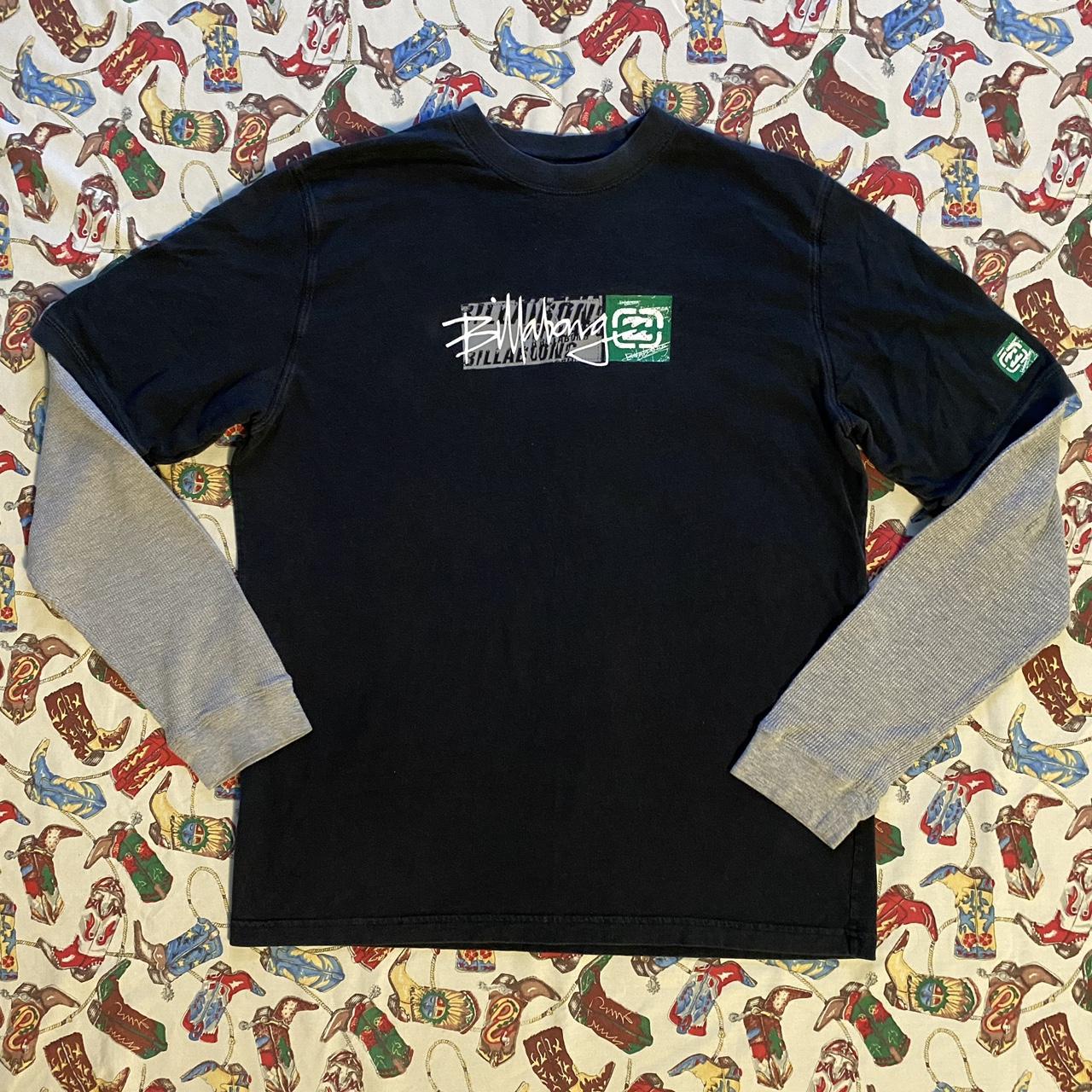 y2k billabong layered long sleeve gray thermal | Depop