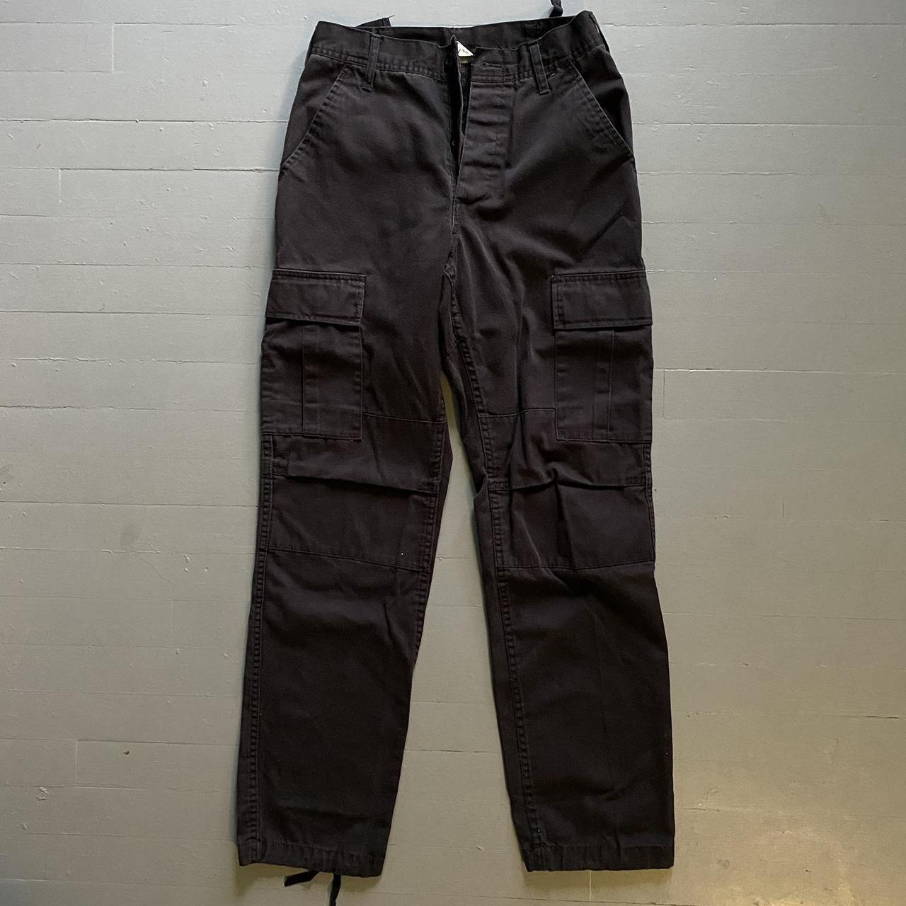 y2k black cargo pants military style great... - Depop