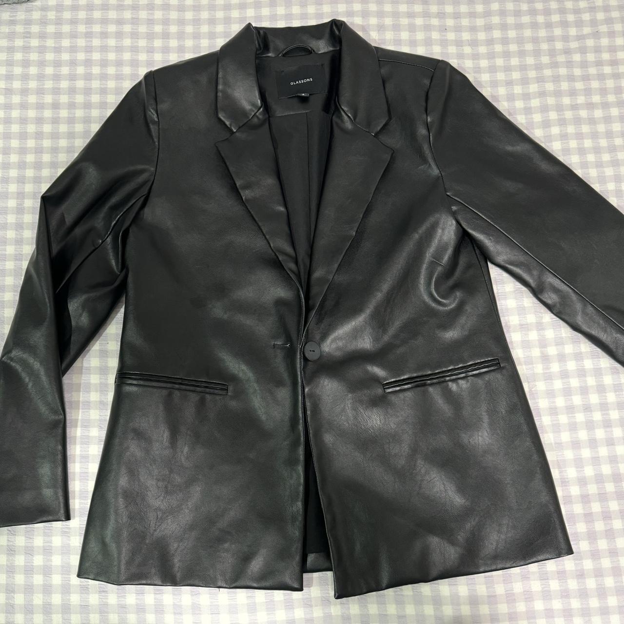 glassons black faux leather blazer 🖤 size small Depop