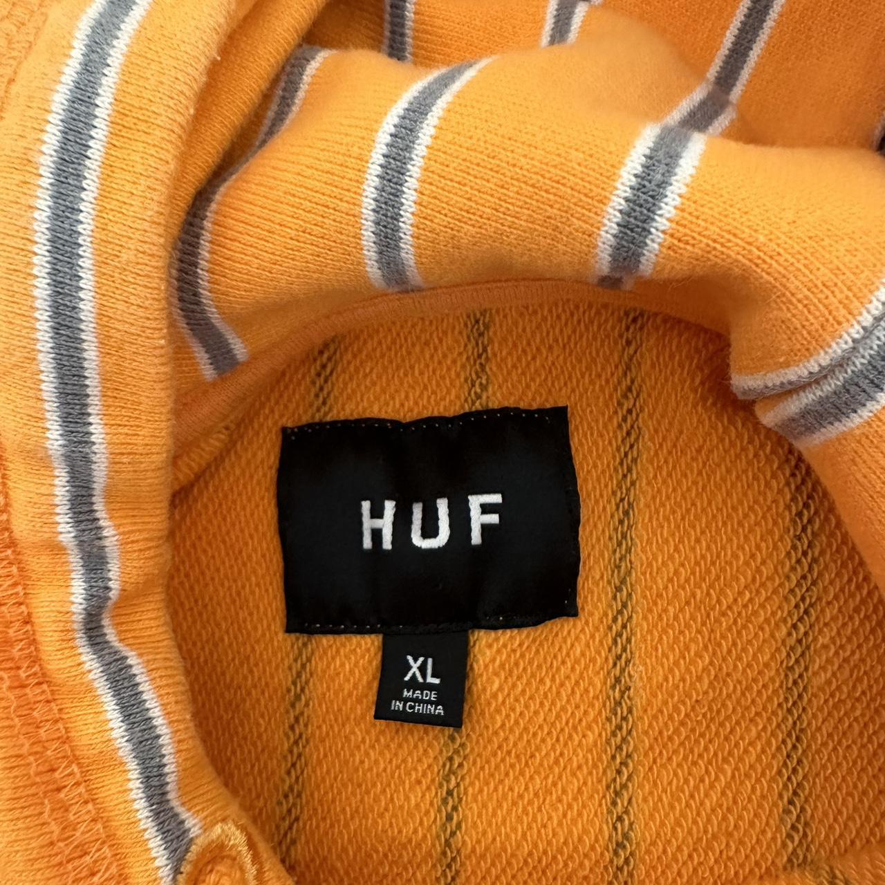 HUF Orange Striped Hoodie #huf Depop