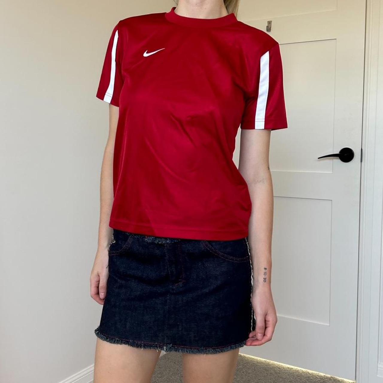 womens red and white nike shirt