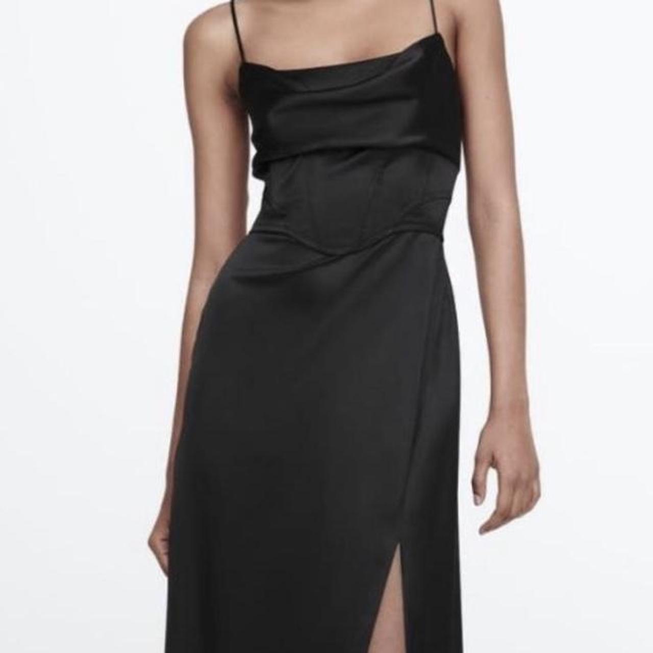 Black corset Zara satin camisole dress Worn Depop
