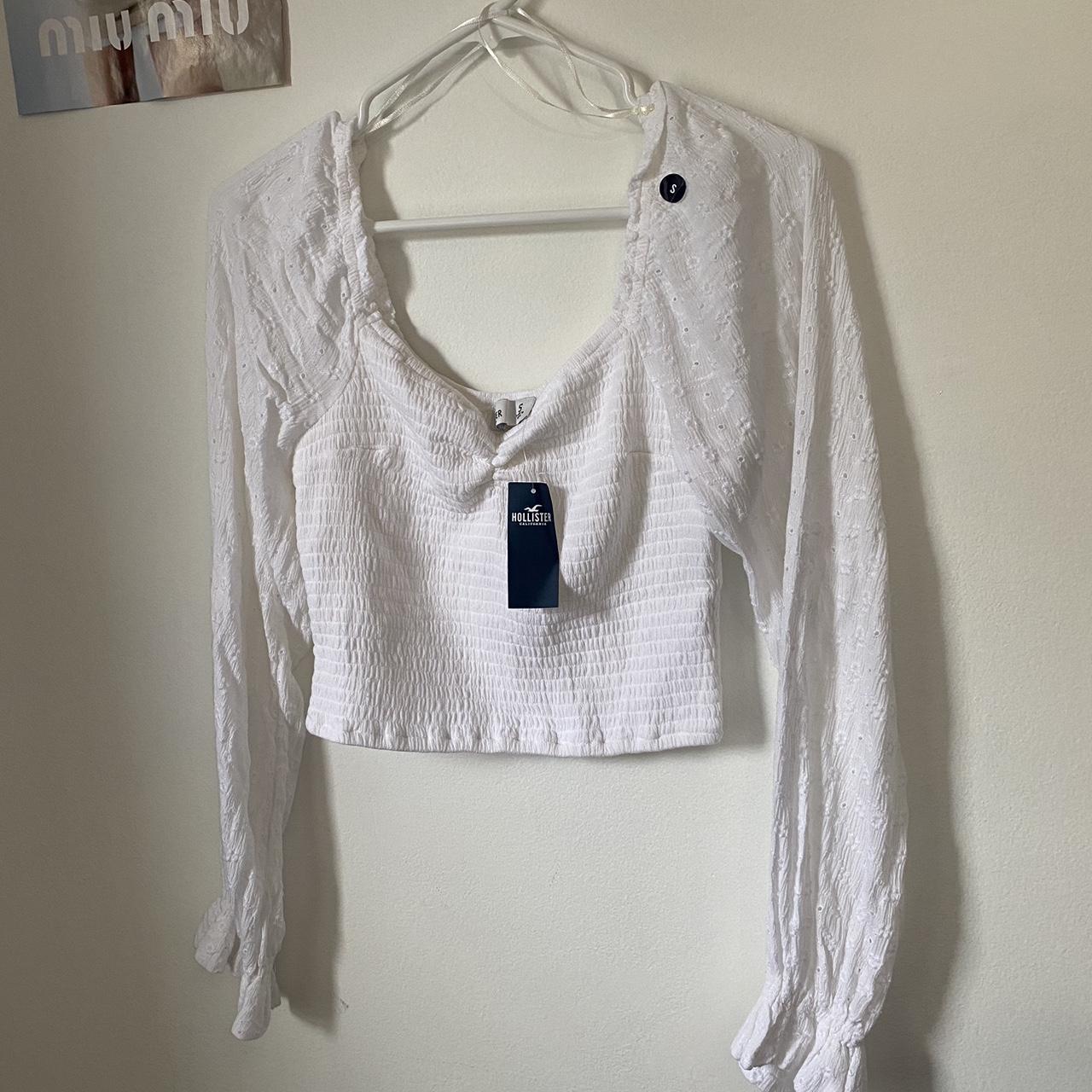 Hollister ribbed white wrap top bought last summer, - Depop