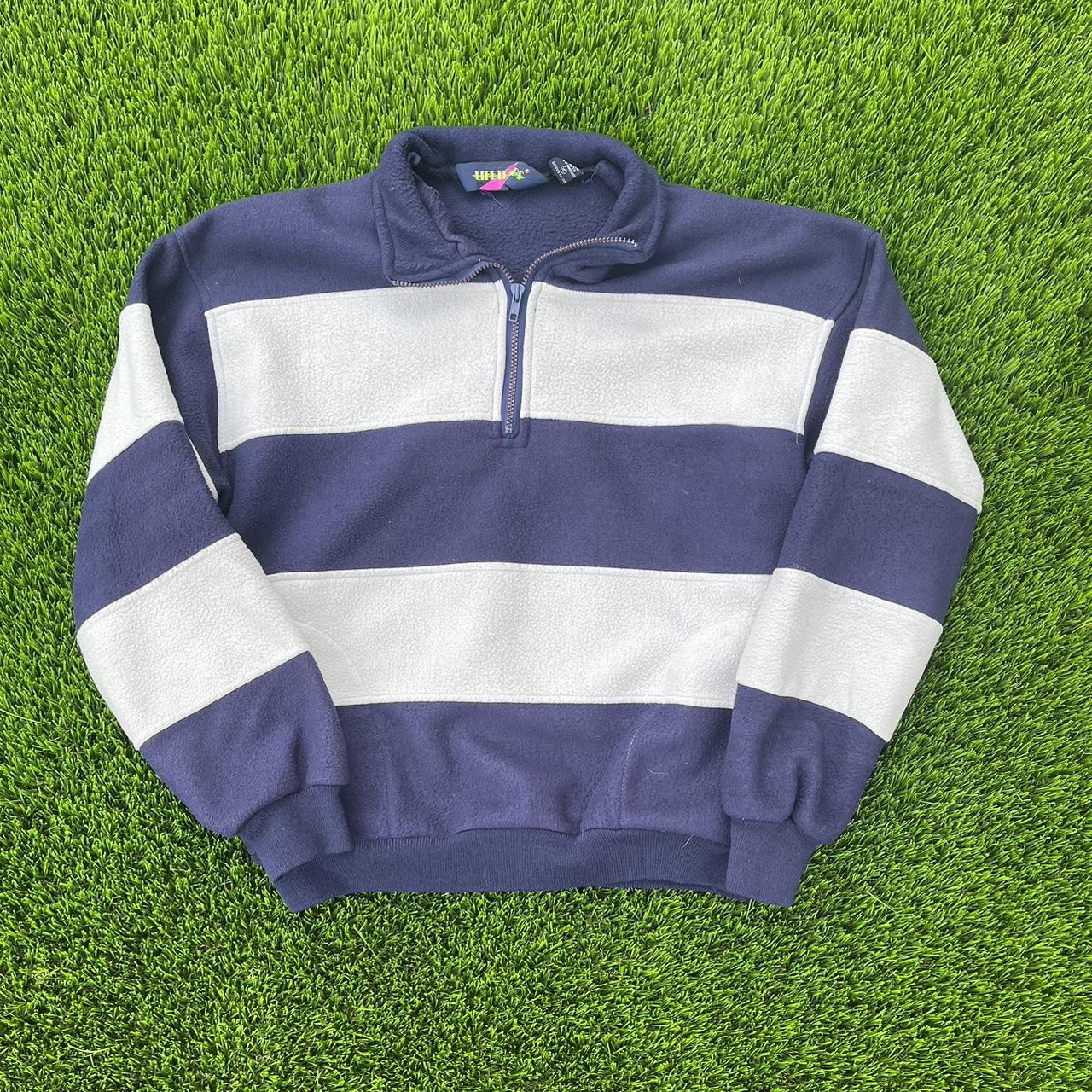 Men's Blue and White Jumper Depop