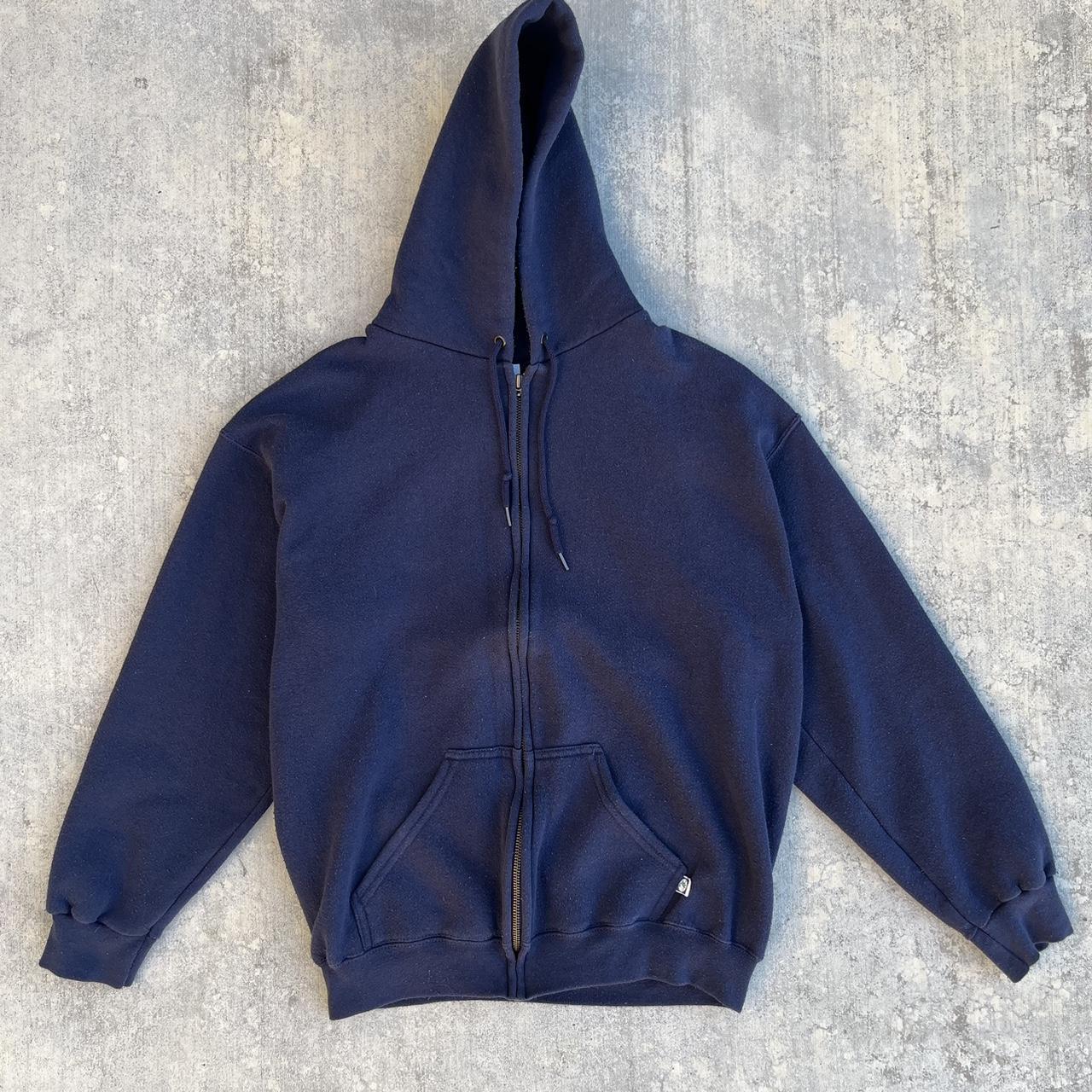 90’s Navy Discus Athletics Zip Up Hoodie Size... - Depop